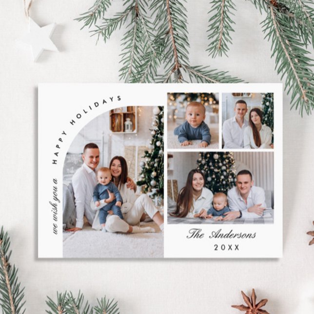Simple Elegant Stylish 4 PHOTO Christmas Greeting Holiday Card (Creator Uploaded)