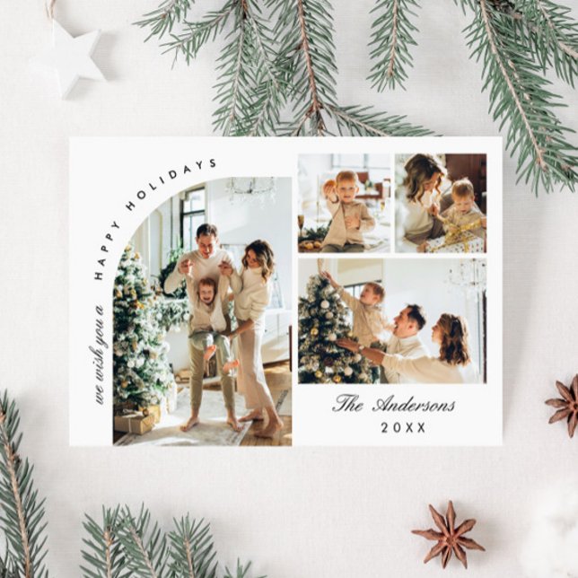 Simple Elegant Stylish 4 PHOTO Christmas Greeting Holiday Card (Creator Uploaded)