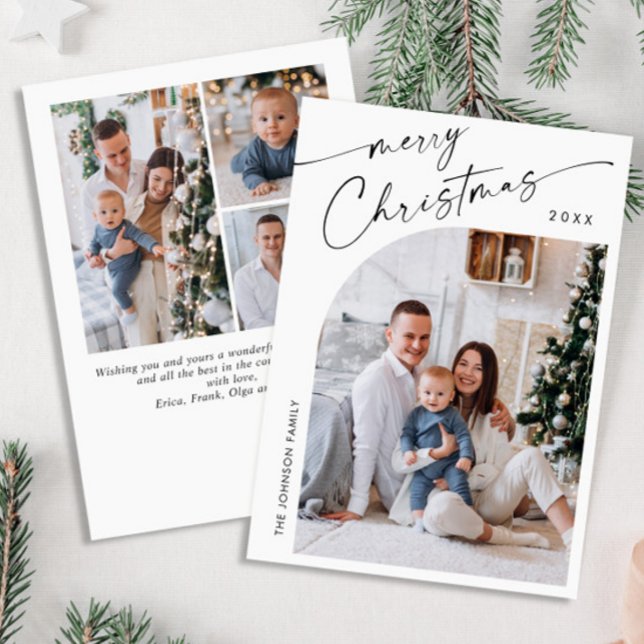 Simple Elegant Stylish 4 PHOTO Christmas Greeting Holiday Card (Creator Uploaded)