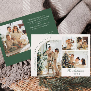 Simple Elegant Stylish 5 PHOTO Christmas Greeting Holiday Card