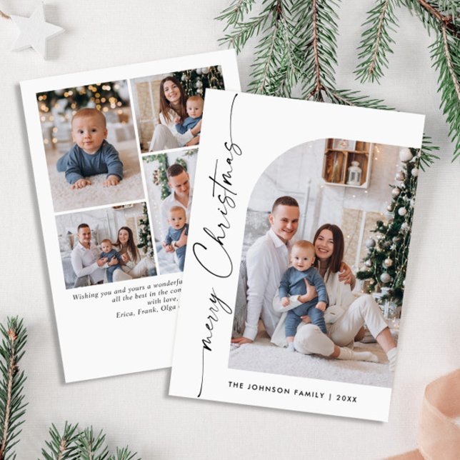 Simple Elegant Stylish 5 PHOTO Christmas Greeting Holiday Card (Creator Uploaded)
