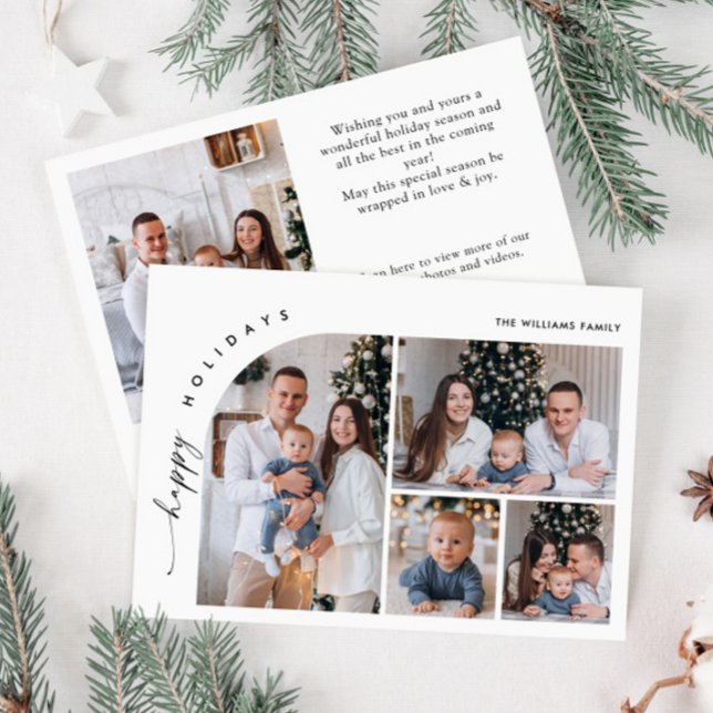 Simple Elegant Stylish 5 PHOTO Christmas QR code Holiday Card (Creator Uploaded)