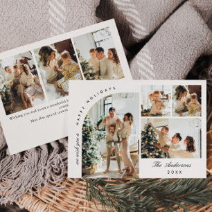 Simple Elegant Stylish 7 PHOTO Christmas Greeting Holiday Card