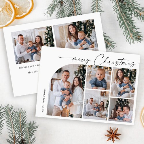 Simple Elegant Stylish 7 PHOTO Christmas Greeting Holiday Card