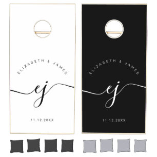 Simple Elegant Stylish Monogram Minimalist Wedding Cornhole Set