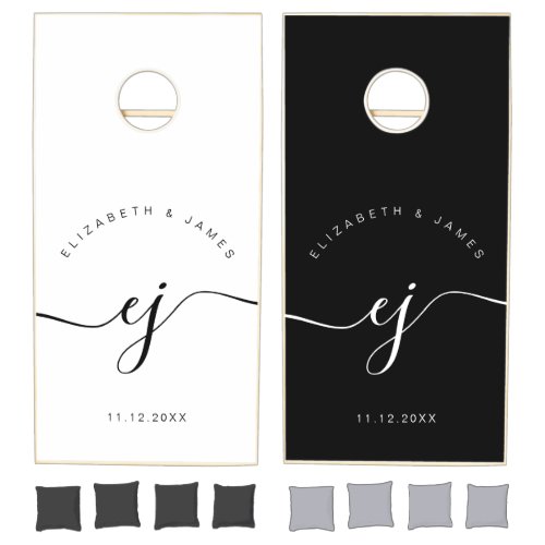 Simple Elegant Stylish Monogram Minimalist Wedding Cornhole Set