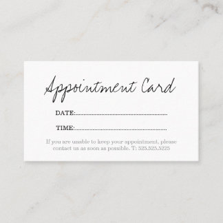 Simple Elegant Stylish White Appointment Card