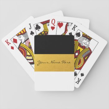 Simple Elegant Stylish White Black & Gold Stripes Playing Cards by suchicandi at Zazzle