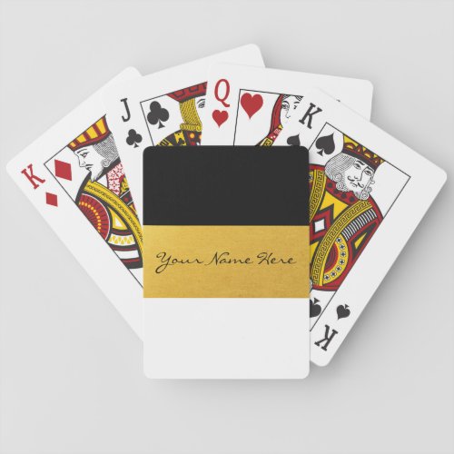 Simple Elegant Stylish White Black  Gold Stripes Poker Cards