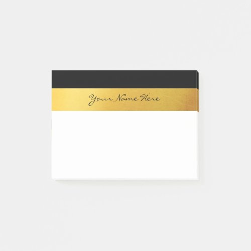 Simple Elegant Stylish White Black  Gold Stripes Post_it Notes