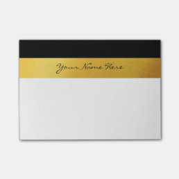 Simple Elegant Stylish White Black &amp; Gold Stripes Post-it Notes