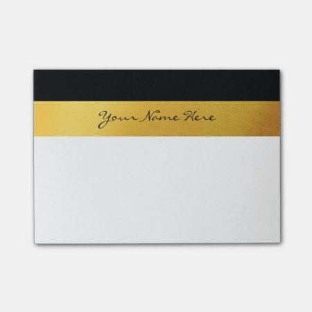 Simple Elegant Stylish White Black & Gold Stripes Post-it Notes
