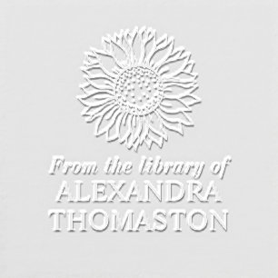Simple Elegant Sunflower #4 Library Book Name Embosser