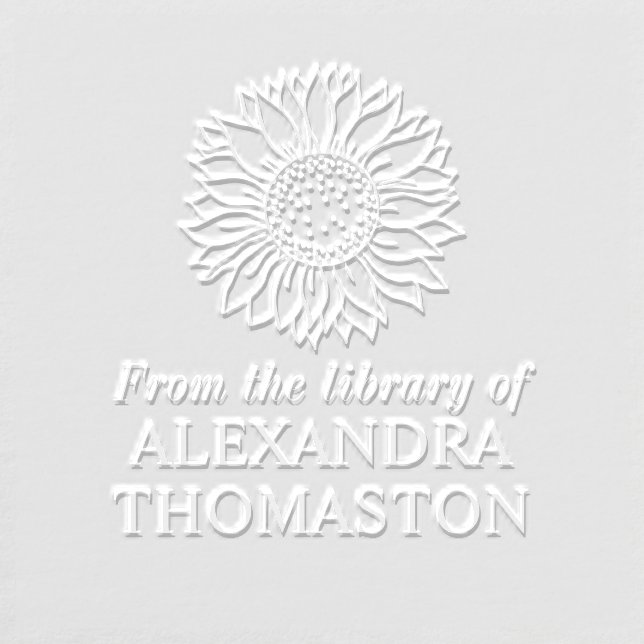 Simple Elegant Sunflower #4 Library Book Name Embosser (Design)