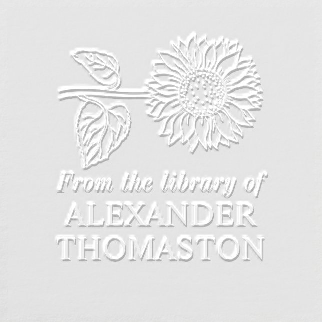 Simple Elegant Sunflower #4 Library Book Name Embosser (Design)
