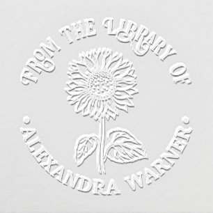 Simple Elegant Sunflower #4 Rnd Library Book Name Embosser