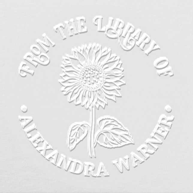 Simple Elegant Sunflower #4 Rnd Library Book Name Embosser (Design)