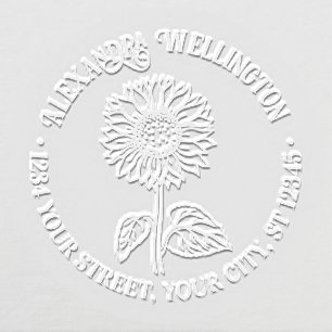 Simple Elegant Sunflower #4R Name Return Address Embosser