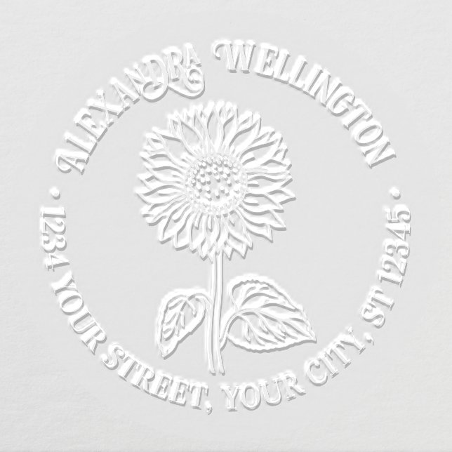 Simple Elegant Sunflower #4R Name Return Address Embosser (Design)