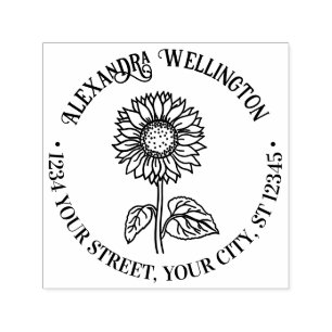 Simple Elegant Sunflower #4R Name Return Address Self-inking Stamp
