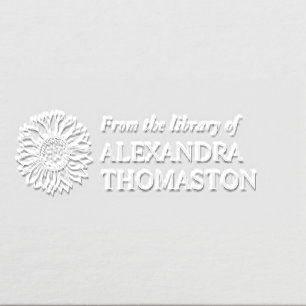 Simple Elegant Sunflower #4Sm Library Book Name Embosser
