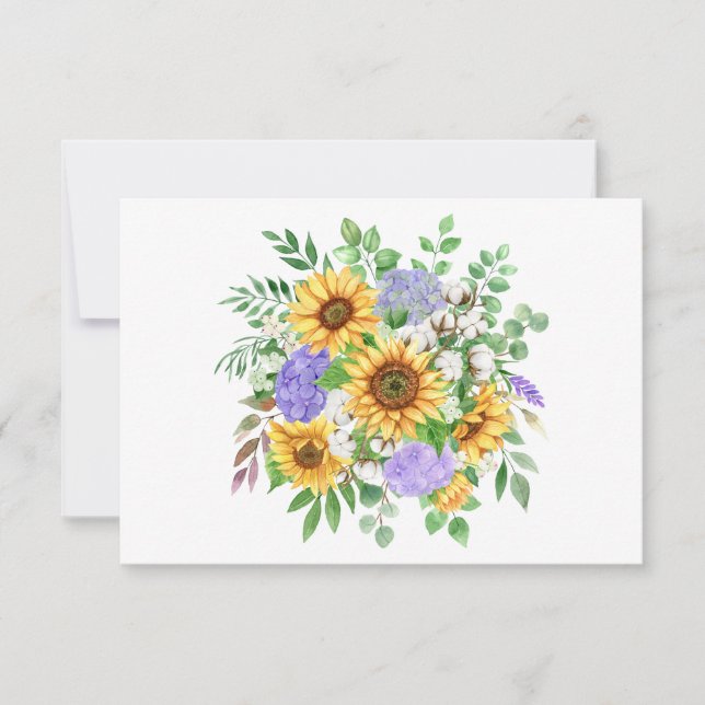 Simple Elegant Sunflower Bouquet Flat Note Card (Front)