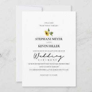 Simple Elegant Sunflowers Photo Wedding Invitation