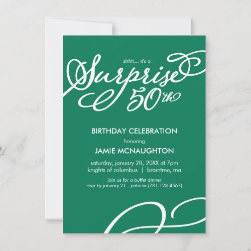 Simple Elegant Surprise 50th Birthday Invitation