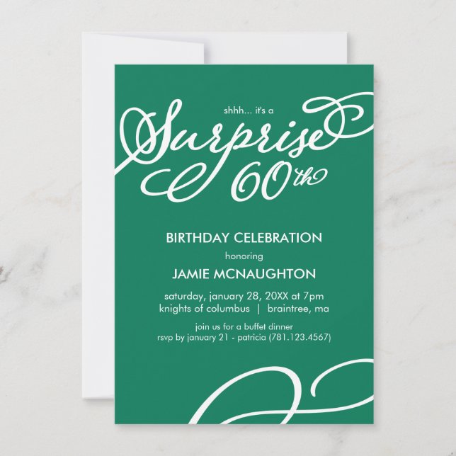 Simple, Elegant Surprise 60th Birthday Invitation (Front)