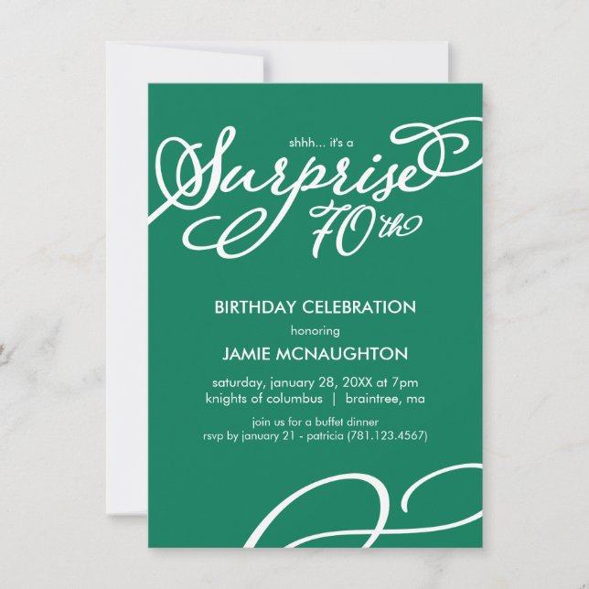 Simple, Elegant Surprise 70th Birthday Invitation (Front)