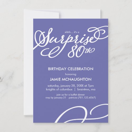Simple Elegant Surprise 80th Birthday Invitation