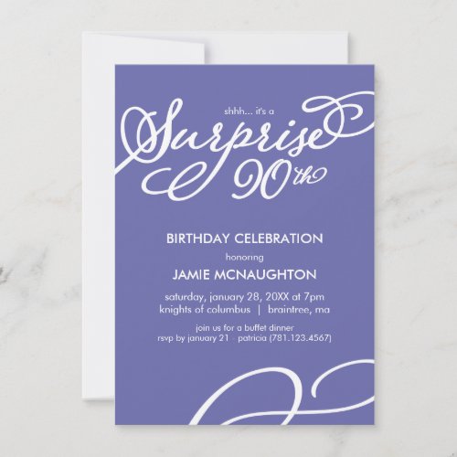 Simple Elegant Surprise 90th Birthday Invitation