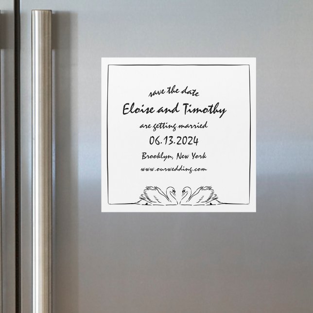 Simple Elegant Swan Wedding Save the Date Magnet (Creator Uploaded)