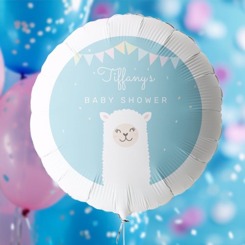 Simple Elegant Sweet Alpaca Llama Boy Baby Shower Balloon