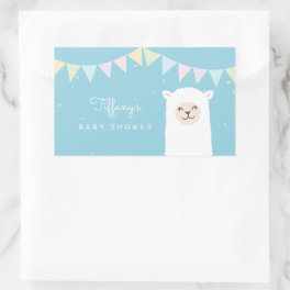 Simple Elegant Sweet Alpaca Llama Boy Baby Shower Rectangular Sticker