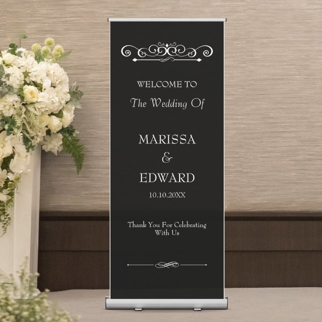 Simple Elegant Swirl Wedding Event Retractable Banner (Creator Uploaded)