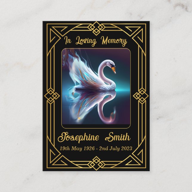 Simple Elegant Sympathy Memorial Black Prayer Card (Front)