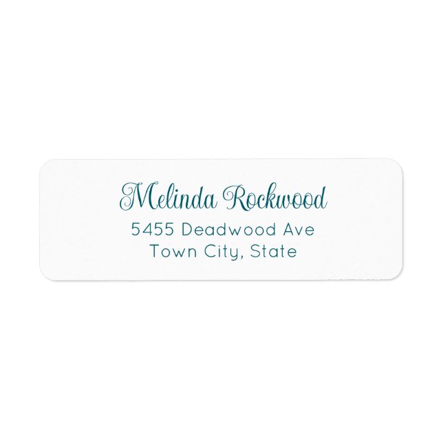 Simple & Elegant Teal 2-Line Return Address Label (Front)