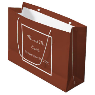Simple Elegant Terracotta and White Wedding Large Gift Bag