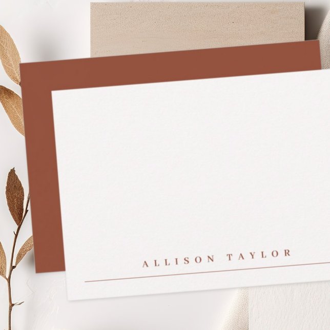 Simple Elegant Terracotta Custom Name Note Card (Creator Uploaded)