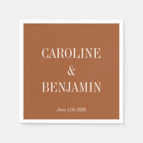 Simple Elegant Terracotta Custom Wedding  Napkins