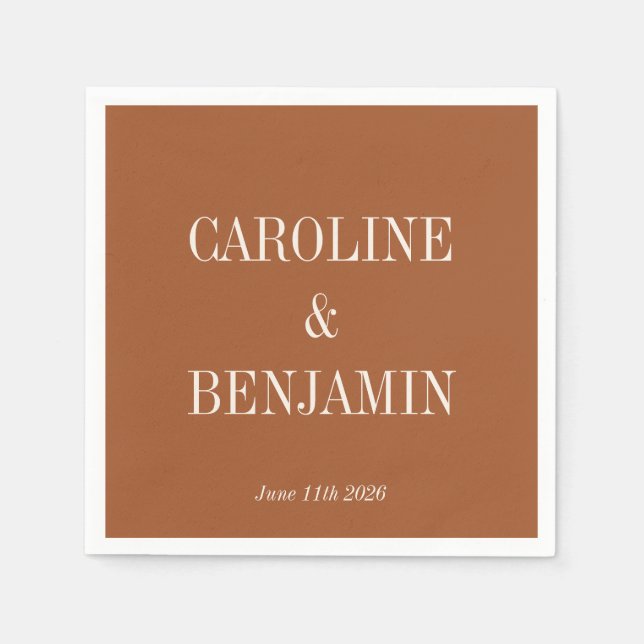Simple Elegant Terracotta Custom Wedding  Napkins (Front)