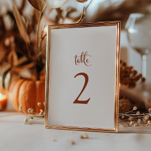 Simple Elegant Terracotta Fall Boho Wedding Table Number