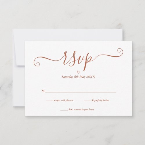 Simple Elegant Terracotta Script Wedding RSVP Card