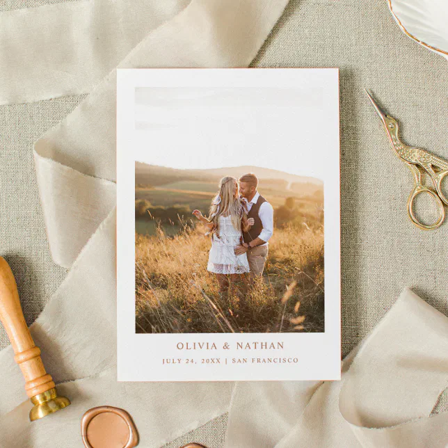 Simple Elegant Text and Photo | Boho Save The Date Magnetic Invitation ...