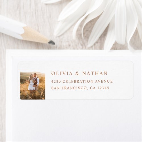 Simple Elegant Text and Photo  Boho Terracotta Label