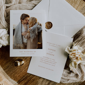 Simple Elegant Text And Photo | Boho Wedding Invitation by Customize_My_Wedding at Zazzle