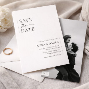 Simple Elegant Text and Photo   Monogram Wedding Save The Date