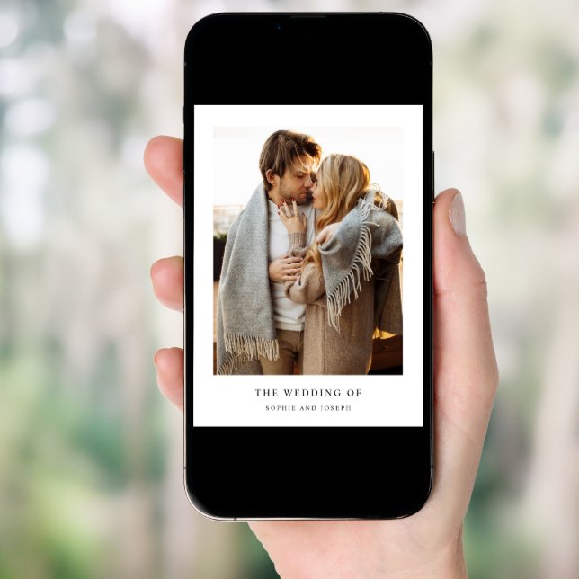 Simple Elegant Text and Photo | QR Code Wedding Invitation (Front Digital)