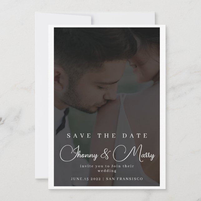 Simple Elegant Text and Photo | Save the date Invitation (Front)